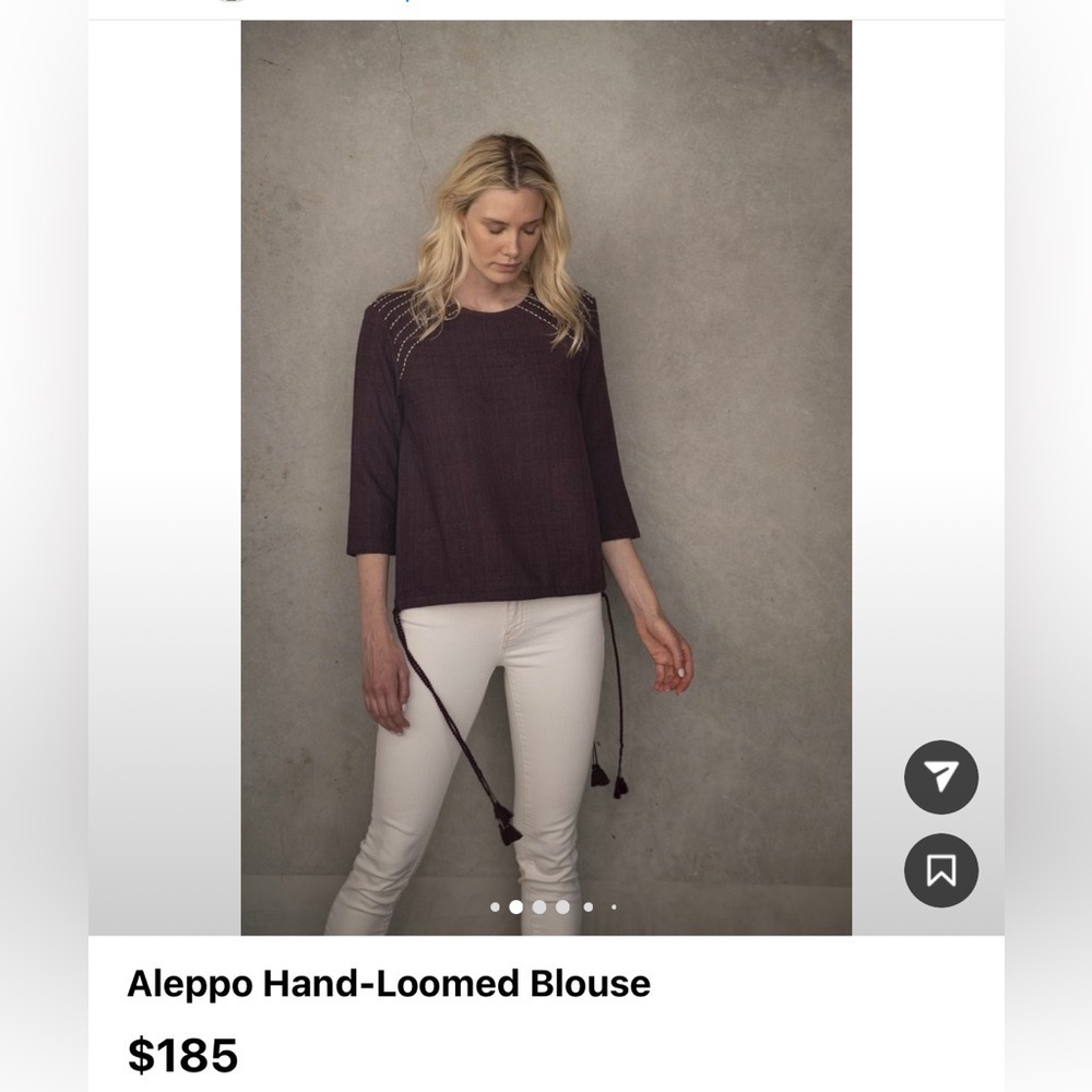 NWT Souk Indigo Aleppo Hand-Loomed Blouse silk